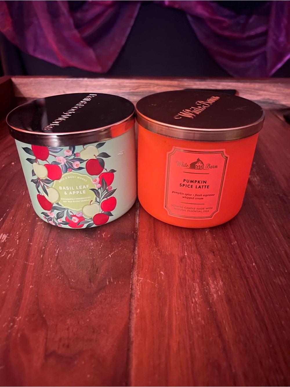Bath & Body Works - Pumpkin Spice Latte and Basil Leaf & Apple Candles